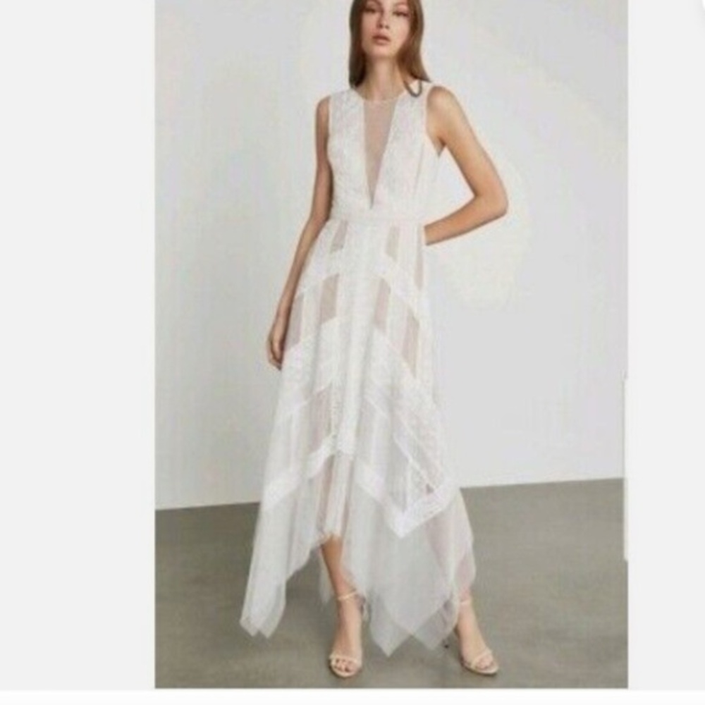 BCBGMaxAzria White Sheer Panel Dress